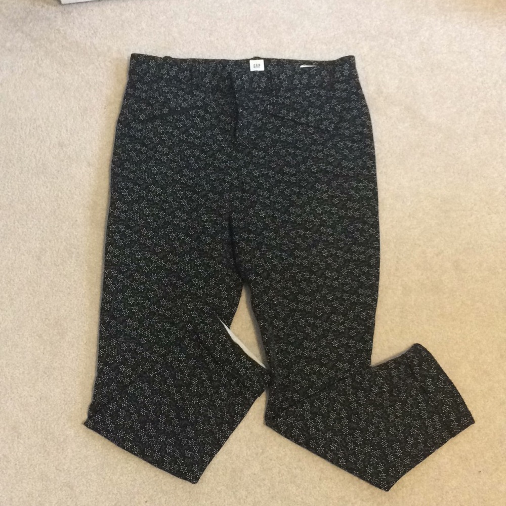 Gap Floral Black/White Skinny Ankle Pants Sz 4 EUC